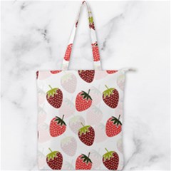 Strawberry Pattern Background Double Zip Up Tote Bag by Wegoenart