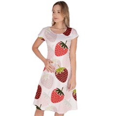 Strawberry Pattern Background Classic Short Sleeve Dress by Wegoenart