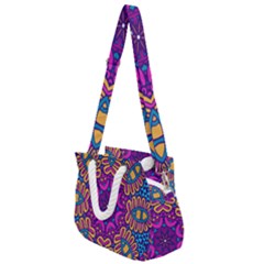 Mandala Rosette Floral Pattern Rope Handles Shoulder Strap Bag by Wegoenart