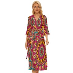 Buddhist Mandala Midsummer Wrap Dress by nateshop