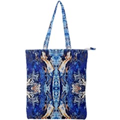 Cobalt On Gold Symmetry Double Zip Up Tote Bag by kaleidomarblingart