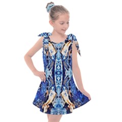 Cobalt On Gold Symmetry Kids  Tie Up Tunic Dress by kaleidomarblingart