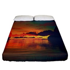 Digital Art Artwork Fantasy Landscape Sky Nature Fitted Sheet (queen Size) by danenraven