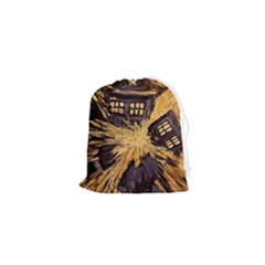 Brown And Black Abstract Painting Doctor Who Tardis Vincent Van Gogh Drawstring Pouch (xs) by danenraven