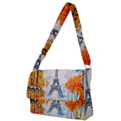 Eiffel Tower Landmark Architecture  Artistic Full Print Messenger Bag (l) by danenraven