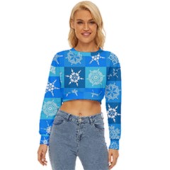 Xmas Christmas Pattern Snow Background Blue Decoration Lightweight Long Sleeve Sweatshirt by danenraven