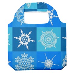 Xmas Christmas Pattern Snow Background Blue Decoration Premium Foldable Grocery Recycle Bag by danenraven