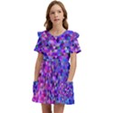 Abstract Triangle Tile Mosaic Pattern Kids  Frilly Sleeves Pocket Dress View1