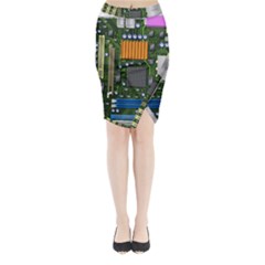 Illustration Motherboard Pc Computer Midi Wrap Pencil Skirt by danenraven