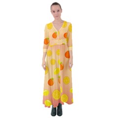 Fruits-gradient,orange Button Up Maxi Dress by nateshop