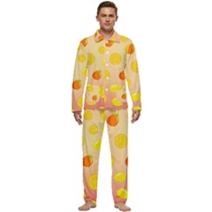 Fruits-gradient,orange Men s Long Sleeve Velvet Pocket Pajamas Set by nateshop