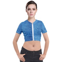 Denim Short Sleeve Cropped Jacket by nateshop