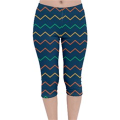 Pattern Zig Zag Colorful Zigzag Velvet Capri Leggings  by Wegoenart
