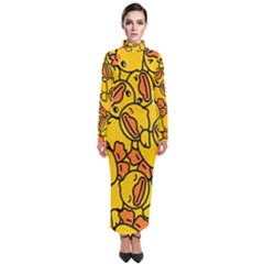 Duck Cartoon Background Pattern Turtleneck Maxi Dress by Wegoenart