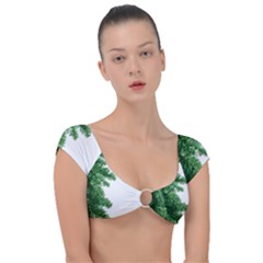 Green Christmas Tree Border Cap Sleeve Ring Bikini Top by artworkshop