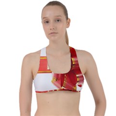 Red Ribbon Bow On White Background Criss Cross Racerback Sports Bra by artworkshop