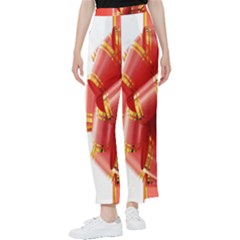 Red Ribbon Bow On White Background Women s Pants  by artworkshop