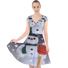 Snowman Cap Sleeve Front Wrap Midi Dress by artworkshop