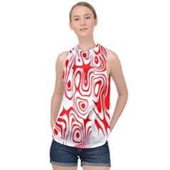 Red High Neck Satin Top by nateshop