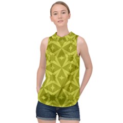 Seamless-pattern High Neck Satin Top by nateshop