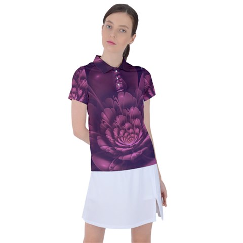 Fractal Blossom Flower Bloom Women s Polo Tee by Wegoenart