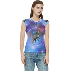 Unicorn Abstract Wave Line Women s Raglan Cap Sleeve Tee by Wegoenart