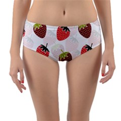 Strawberry Fruit Pattern Background Reversible Mid-waist Bikini Bottoms by Wegoenart