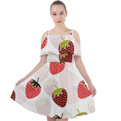 Strawberry Fruit Pattern Background Cut Out Shoulders Chiffon Dress by Wegoenart