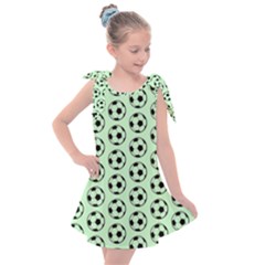 Pattern Ball Soccer Background Kids  Tie Up Tunic Dress by Wegoenart