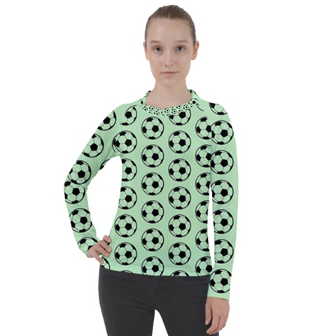 Pattern Ball Soccer Background Women s Pique Long Sleeve Tee by Wegoenart