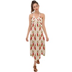 Christmas-background-christmas-stockings Halter Tie Back Dress 