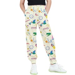 Pattern School Bag Pencil Triangle Kids  Elastic Waist Pants by Ravend