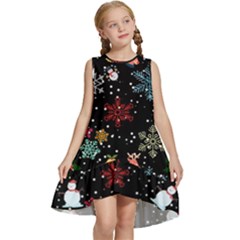 Christmas Thanksgiving Pattern Kids  Frill Swing Dress by Ravend