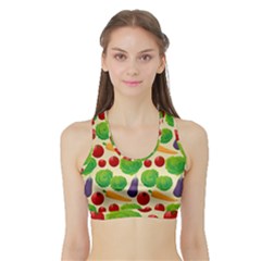 Food Illustration Pattern Texture Sports Bra With Border by Ravend