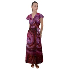 Galaxy Fog Kosmus Universe Flutter Sleeve Maxi Dress by Wegoenart