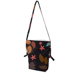 Flower Leaves Background Floral Folding Shoulder Bag by Ravend