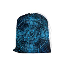 Network Circuit Board Trace Drawstring Pouch (large) by Ravend