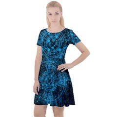 Network Circuit Board Trace Cap Sleeve Velour Dress  by Ravend