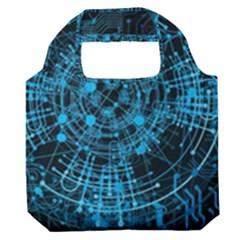 Network Circuit Board Trace Premium Foldable Grocery Recycle Bag by Ravend