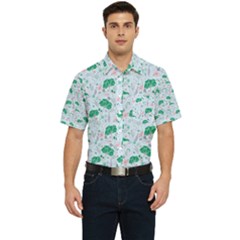 Flower Pattern Wallpaper Seamless Men s Short Sleeve Pocket Shirt  by Ravend