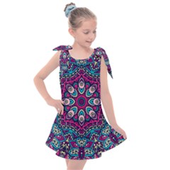 Purple, Blue And Pink Eyes Kids  Tie Up Tunic Dress by ConteMonfrey