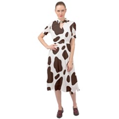 Cow Spots Brown White Keyhole Neckline Chiffon Dress by ConteMonfrey