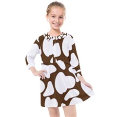 Brown White Cow Kids  Quarter Sleeve Shirt Dress by ConteMonfrey