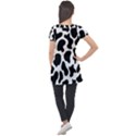 Cow black and white spots Puff Sleeve Tunic Top View2