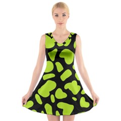 Neon Green Cow Spots V-neck Sleeveless Dress by ConteMonfrey