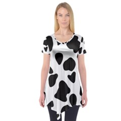 Black And White Spots Short Sleeve Tunic  by ConteMonfrey