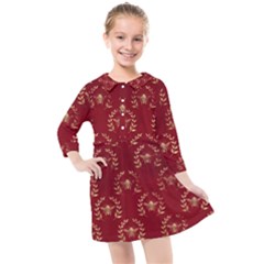 Golden Bees Red Sky Kids  Quarter Sleeve Shirt Dress by ConteMonfrey