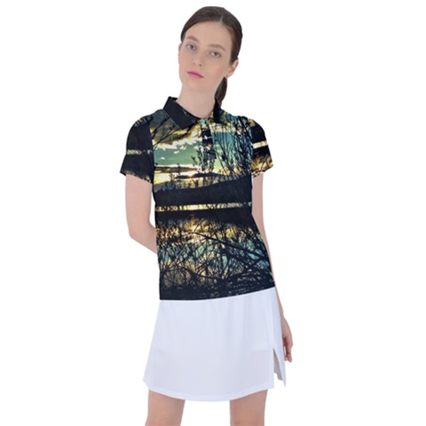 Forest Sunset Dusk Reflection Women s Polo Tee by Wegoenart