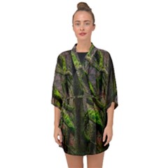 Tree Moss Forest Bark Wood Trunk Half Sleeve Chiffon Kimono by Wegoenart