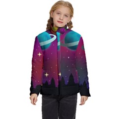 Asteroid Comet Star Space Aurora Kids  Puffer Bubble Jacket Coat by Wegoenart